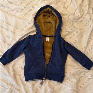 Baby boy zip up hoodie with fuzzy lining